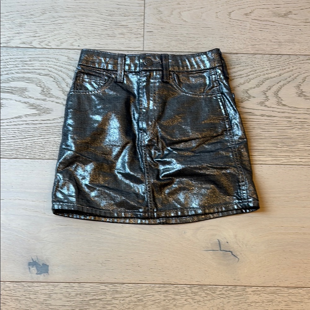 Metallic Silver Girl's Slim Skirt